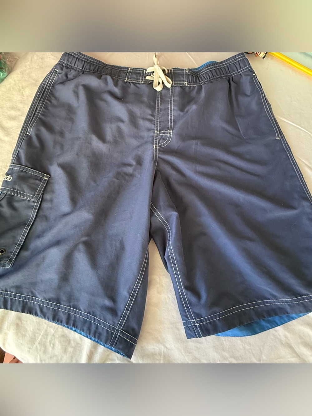 Speedo Men's Navy Cargo Swim Trunks Board Shorts XL 18.5" Waist
Lined